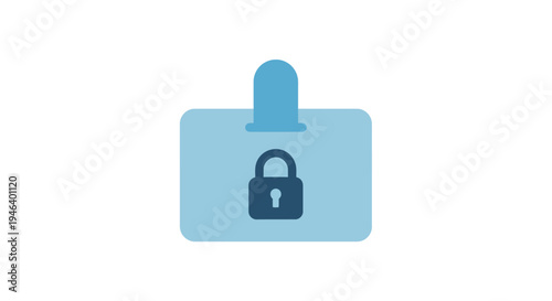 Digital padlock on blue clipboard icon.