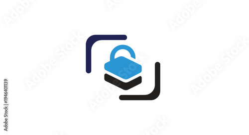 Digital security padlock icon symbol.