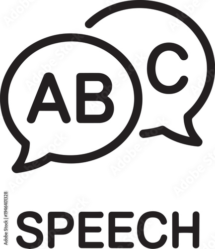 Hand drawn speech bubble with ABC letters for communication and language learning