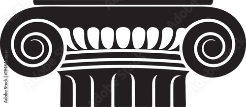 Black and white illustration of ancient greek or roman column capital decoration element