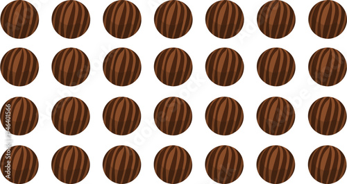 Chocolate truffle candy pattern vector illustration with round cocoa truffles repeating dessert background sweet confectionery design