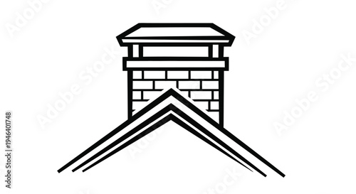 Simple black and white illustration of a building turret or tower