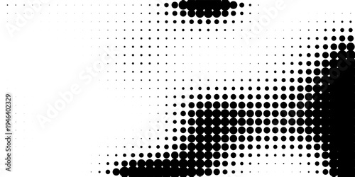 Monochrome Gradient Dot Pattern Background: Abstract Vector Design with Transitioning Black Circles on White, Ideal for Modern and Futuristic Visuals