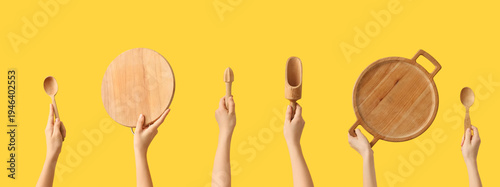 Female hands with wooden ki...