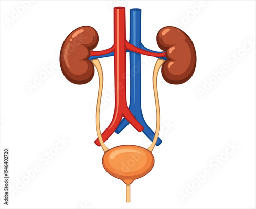 Simple Human Urinary System Anatomy Medical Illustration