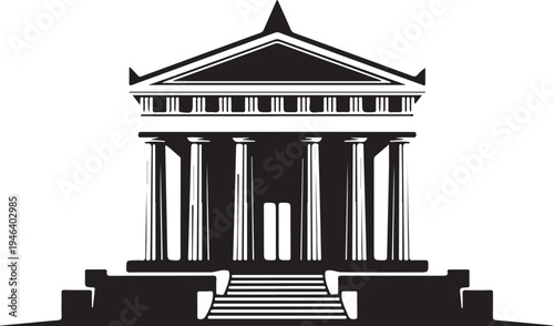 Illustration of ancient Greek temple with columns and triangular roof