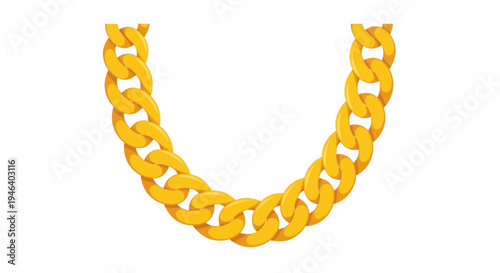 Thick Gold Chain Necklace, Luxury Jewelry, Fashion Accessory, Isolated