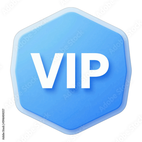 Blue Hexagonal Badge With VIP Text Vector Icon