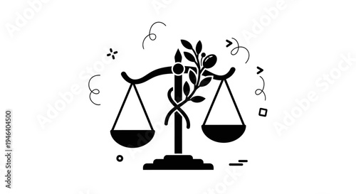 Black scales with leafy stem.