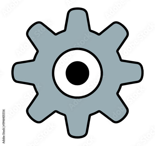 Gear With Black Center Vector Icon