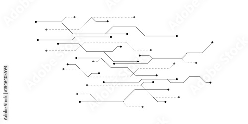 Vectors White Abstract geometric dots and lines connection circuit concept. Hi tech digital connect, communication, High technology concept.
