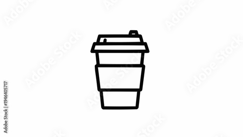 Black and white disposable coffee cup.