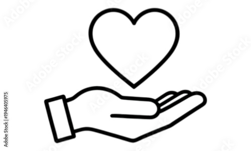Hand Holding Heart Outline Line Icon