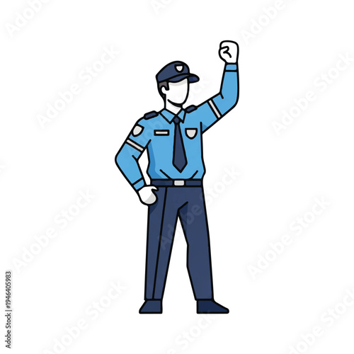 Police Officer in Blue Uniform Standing.