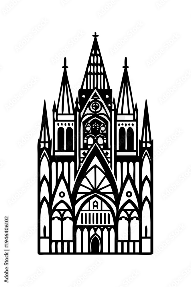 Fototapeta premium Ornate Gothic Cathedral Illustration