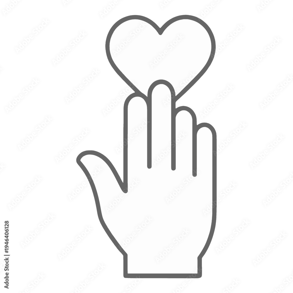 Obraz premium Hand With Heart Outline Vector Icon