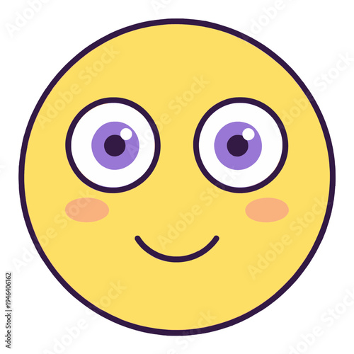 Happy Face With Cheek Blushes Flat Icon