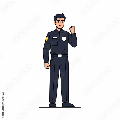 Police Officer in Uniform Standing.