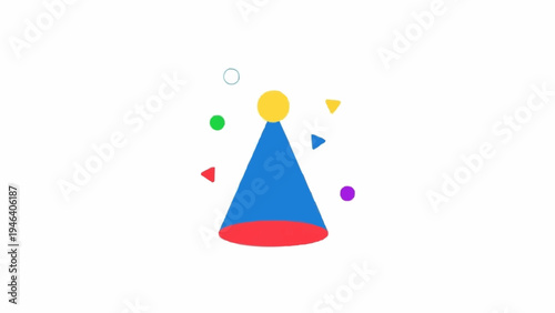 Colorful Party Hat with Confetti.