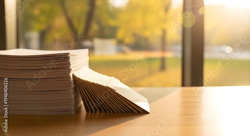 Pile of Envelopes on a Wooden Desk, Awaiting Delivery and Correspondence in the Office