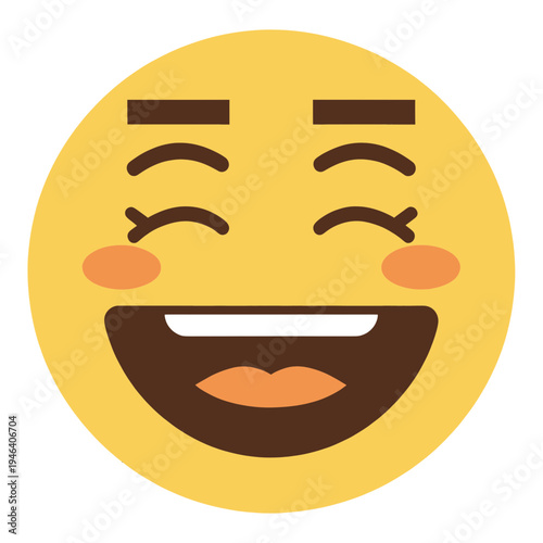 Laughing Face With Closed Eyes Flat Icon