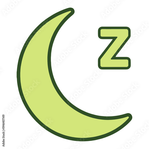 Moon With Letter Z Flat Icon