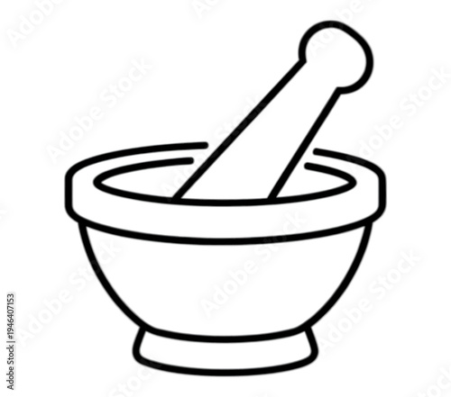 Mortar With Pestle Line Icon