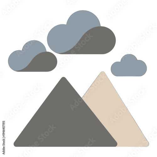 Mountain Range With Clouds Flat Icon