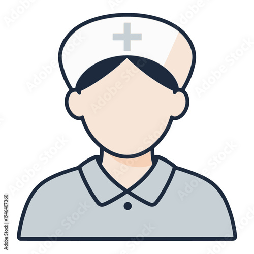 Nurse With Cross Hat Flat Icon