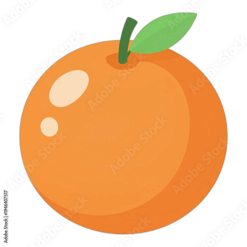 Orange With Stem and Leaf Flat Icon