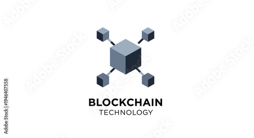 Blockchain Technology 3D Cube Network System.