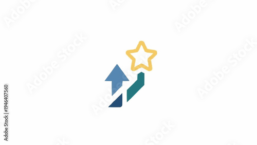 Blue and Green Arrows Pointing Upwards to Star.