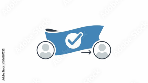 Blue Cart with Checkmark and Wheels.