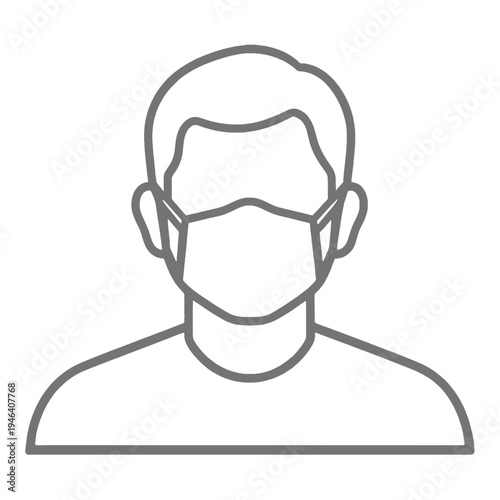 Person Wearing Face Mask Line Icon