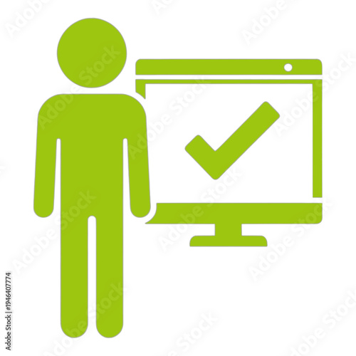 Person With Check Mark On Monitor Vector Icon