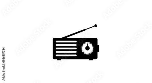 Vintage black and white radio.