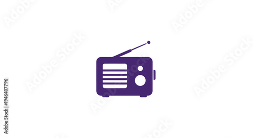 Vintage Purple Radio Device Icon.