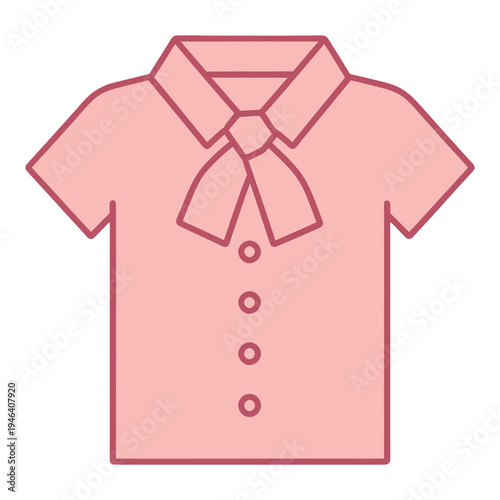 Pink Button Down Shirt Outline Line Icon