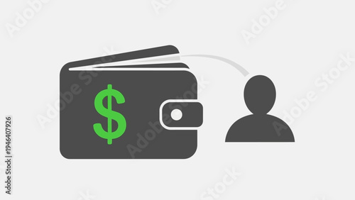 Wallet with dollar sign and user.