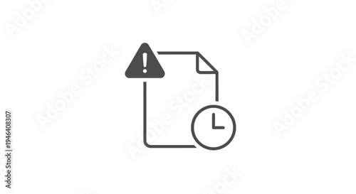 Warning Document with Clock Symbol Alert.