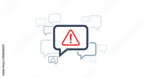 Warning sign in speech bubble.