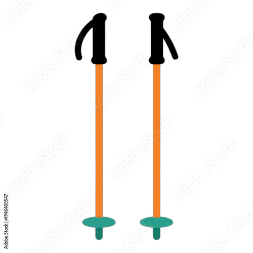 Ski Poles With Telescopic Handles Line Icon