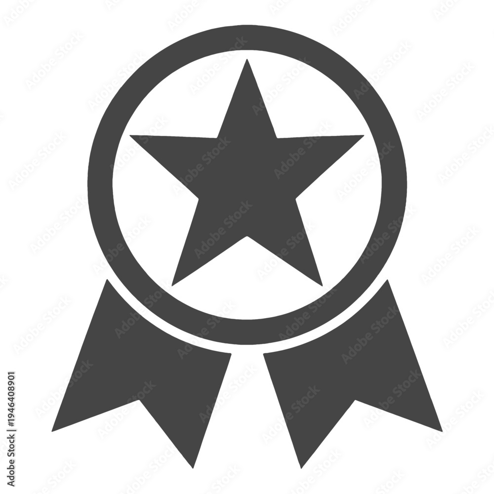 Fototapeta premium Star With Ribbon Badge Vector Icon