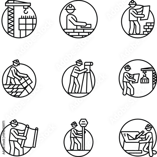 Pack of Industrial Work Line Style Icons 