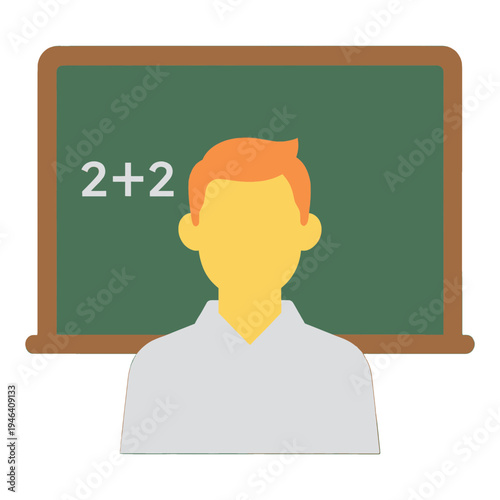 Teacher With Chalkboard Math Equation Vector Icon