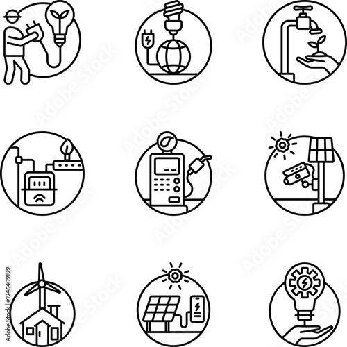 Pack of Sustainability Line Style Icons 
