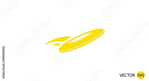 Yellow Disc Flying with Motion Trails Isolated on White Background