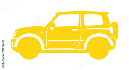 Yellow SUV Silhouette Icon on White Background