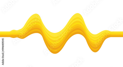 Abstract Yellow Wave Flowing Motion Graphic on White Background