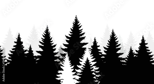 Monochromatic Pine Forest Silhouette